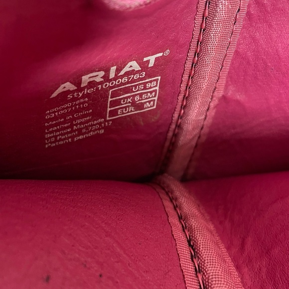 Ariat Rodeobaby Rocker Cowboy Boots Leather Suede Floral Black Pink Size 9 - Picture 14 of 14